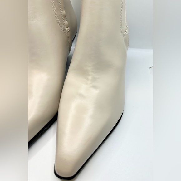 NWT Franco Sarto Anina Womens Leather Heels Mid-Calf Boots Size:7 Color: Chalk - Picture 8 of 10